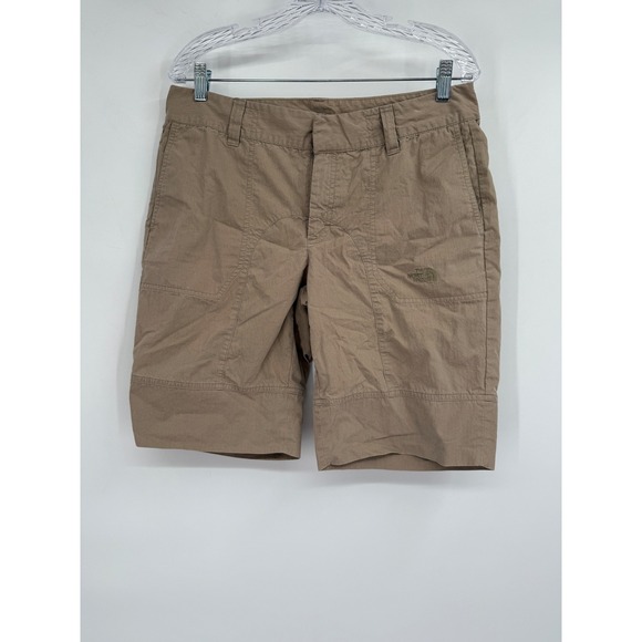 THE NORTH FACE Cotton Nylon  Hiking Bermuda Shorts Brown Women Sz 12‎ - Picture 1 of 6